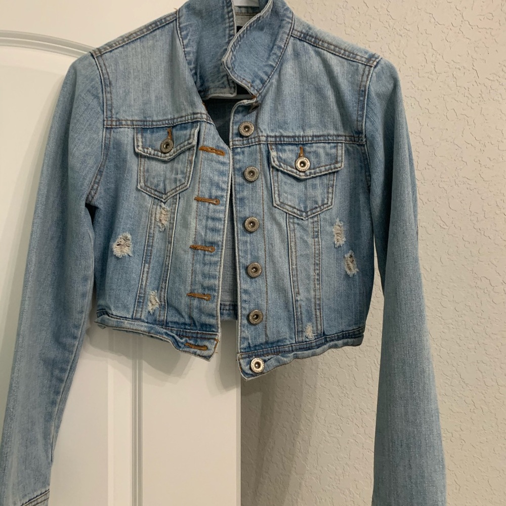 Denim destroyed jacket Small like new